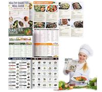3 Pcs Diabetes Food List & Meal Planner,Printable Low Carb Glycemic Diet Diabetic Wall Charts Plan Book Uk,for Prediabetic Diabetics Type 2 Poster Guide Shopping Index Set Carbohydrate Value Chart