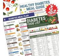 3 Pcs Diabetes Food List, Printable Diabetic Food Chart Brochure, Diabetes Information Chart, Vitamin Low Carb, Meal Planner for Diabetics Type 1 w/Serving Size, Glycemic Index (GI), Carbs Calories