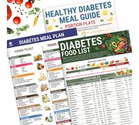 3 Pcs Diabetes Food List, Printable Diabetic Food Chart Brochure, Diabetes Information Chart, Vitamin Low Carb, Meal Planner for Diabetics Type 1 w/Serving Size, Glycemic Index (GI), Carbs Calories