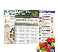3 PCS Diabetic Food Chart, Diabetes Food List and Meal Planner, Healthy Eating, Essential Guide for Blood Sugar Management, Easy-to-Use Diabetic Food List Wall Charts