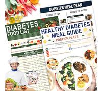 3 Pcs Diabetic Food Chart & Meal Planner, Diabetic Food List Wall Charts, Low Carb Glycemic Index Wall Charts, Detailed Meal Planner Book, Comprehensive Diet Food Guide for Diabetic