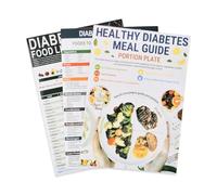 3 Pcs Diabetic Food Chart & Meal Planner, Laminated Diabetes Food List, Low Carb Glycemic Index Wall Charts, Comprehensive Diet Foo-d Guide for Diabetic, Meal Planner Book