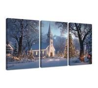 3 Pcs Diamond Painting Kits, Christmas Diamond Painting Triptych Kits for Adults Cabin DIY Square Crystal Rhinestone Embroidery Cross Stitch, Gifts for Women's Home Wall Decoration 50x65cm 2S-301