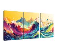 3 Pcs Diamond Painting Kits, Colorful Diamond Painting Triptych Kits for Adults Waves DIY Square Crystal Rhinestone Embroidery Cross Stitch, Gifts for Women's Home Wall Decoration 50x70cm 2S-459