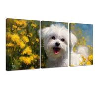 3 Pcs Diamond Painting Kits, Dog Diamond Painting Triptych Kits for Adults Yellow DIY Square Crystal Rhinestone Embroidery Cross Stitch Artwork, Gifts for Women's Home Wall Decoration 30x40cm 2S-363
