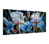 3 Pcs Diamond Painting Kits, Flower Diamond Painting Triptych Kits for Adults Blue DIY Square Crystal Rhinestone Embroidery Cross Stitch Artwork, Gifts for Women's Home Wall Decoration 50x70cm 2S-388