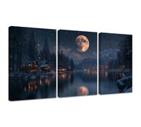 3 Pcs Diamond Painting Kits, Rural Diamond Painting Triptych Kits for Adults Moon DIY Square Crystal Rhinestone Embroidery Cross Stitch Artwork, Gifts for Women's Home Wall Decoration 30x40cm 2S-1323