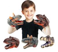 3 Pcs Dinosaur Hand Puppets Realistic Animal Head Toys Set, Dinosaur Puppets for for Home, Stage and Class Role Play Toys Interactive Story Toy for Boys Girls (T-Rex+Toros+Spino)