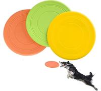 3 Pcs Dog Frisbee, 7 Inch Natural Rubber Floating Durable Dog Frisby Flying Saucer, Disc Interactive Dog Toys for Training Pet Chew Frisbee Indestructible, Beach Toys for Outdoor Play and Exercise
