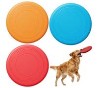 3 Pcs Dog Frisbee Toy, Durable Rubber Floating Flying Discs - Indestructible Outdoor Fetch Toy for Active Dogs. This Soft, Floatable Frisbee Dog Toy Stimulates Fun, Encourages Training Exercise