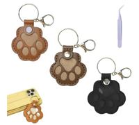3 PCS Dog Memorial Hair Collector Keychain, Pet Memory Collector Keyring, Paw Shape Leather Memorial Collection Keyring, Dog Hair Storage Keychain Pendant for Pets Lovers