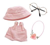 3 Pcs Doll Cloth for 17cm Plush Dolls, Pink Set Include 1 Leggings with Adjustable Straps1 Fisherman's Hat 1 Handbag 1 Glasses for Dolls Premium Outfit Birthday Present for Adult Kids (No Doll)