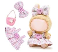 3 Pcs Doll Clothes Compatible with 17cm Dolls, Light Pink Set Include,Pink Doll Outfit Accessories Sets Include 1 Halter Dress 1 Bow Hair Clip 1 Handbag for Dolls Premium Outfit(No Doll)