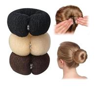 3 Pcs Donut Hair Bun Maker Set, DIY Foam Ring Shaper & Snap Roll Bun Tool - Hair Styling Accessories for Women, Magic Bun Maker for Quick Updos (Black/Brown/Beige)