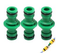 3 Pcs Double Male Hose Connector Set, 1/2" Plastic Garden Hose Quick Connectors - Two-Way Extender Couplings for Garden Irrigation, Lawn Sprinklers & Outdoor Water Systems (Green)