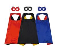 3 Pcs Double-Sided Dual-Color Reversible Capes with 3 Pcs Felt Masks, Fancy Dress Up Cloaks Superhero Theme Children Costumes Capes Party, for Halloween, Party, Fancy Dress up Accessory