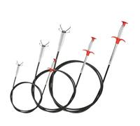 3 Pcs Drain Unblocker Tools with Claw, 90cm/160cm/200cm Flexible Grabber Tool, Retractable 4 Claw Pickup Tool, Drain Snake Sink Unblocker Hair Clog Remover for Kitchen Sink Bathroom Toilets
