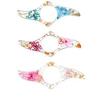 3 Pcs Dried Flower Book Page Holder, Transparent Floral Resin Reading Thumb Ring Holder Reading Ring Bookmark Book Reading Accessories Gift for Kid Student Bookworm School Office Library