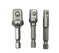 3 Pcs Drill Socket Adapter Impact Extension Bits Bar 1/4 3/8 1/2 Size Hex Shank Square Head Bit