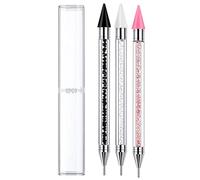 3 Pcs Dual-Ended Rhinestone Picker Dotting Pen for Nail Art, Durable Bedazzling Pen, Pink White Black Rhinestone Pens, for Picking Up Crystals, Jewel, Studs, Gems, Pearls, Beads, DIY