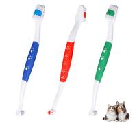 3 Pcs Dual Headed Pet Toothbrush for Dogs & Cats, Soft Bristles Pet Teeth Cleaning Toothbrush for Small and Large Dogs Cats Teeth Cleaning and Dental Care(Three Colors)