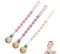 3 PCS Dummy Clip,Silicone Soother Clips Pacifier Clips for Baby Boys Girls, Portable Soft Flexible Dummy Case Pacifier Holder Clips,Mam Dummy Clip,Dummy Chain Easy to Clean, BPA Free (Light Colour)