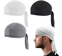 3 PCS Durag Mens, Durable Bandana for Men, Adjustable Aesthetic Durags for Mens Quick Drying, Wicking Practical Suitable for Men's Sports Cycling Running Wearing