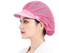 3 Pcs Elastic Chef Hat Kitchen Cooking Hat Food Service Hair Nets Adjustable Mesh Cap Catering Factory Baker Waiter Cap Work Hat for Men Women (UK, Alpha, One Size, Pink-Mesh)