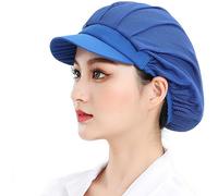 3 Pcs Elastic Chef Hat Kitchen Cooking Hat Food Service Hair Nets Adjustable Mesh Cap Catering Factory Baker Waiter Cap Work Hat for Men Women (UK, Alpha, One Size, Blue-Mesh)