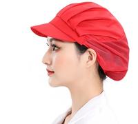 3 Pcs Elastic Chef Hat Kitchen Cooking Hat Food Service Hair Nets Adjustable Mesh Cap Catering Factory Baker Waiter Cap Work Hat for Men Women (UK, Alpha, One Size, Red-Half Mesh)