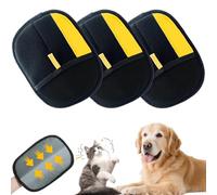 3 Pcs Electrostatic Pet Hair Remover Glove, Pet Hair Removal Glove Pets Hair Removal Tool, Yellow Double Sided Cat Grooming Gloves, Electrostatic Grooming Gloves For Dog Cats Rabbits Cleaning Tool