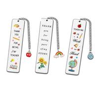 3 Pcs Elegant Teacher Bookmarks - Educator Appreciation Gift for End of Term & Graduation, Thank You Present - Ideal for Teachers Day, Christmas or Retirement from Students/Parents (Stainless Steel)
