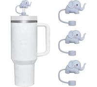 3 Pcs Elephant Straw Cover for Stanley 40&30 Oz Cup, 10mm Silicone Covers Cap for Stanley Cup Accessories, Cap Stopper for Reusable Tip Lids, Cute Topper