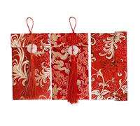 3 pcs Embroidered Red Envelopes, UNIIDECO Chinese Lunar New Year Lai Si Envelope Honhbao, Angpao Gift Wrap Bags Red Lucky Money Pockets for Spring Festival Wedding Birthday, Traditional Decoration