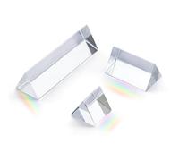 3 Pcs Equilateral Crystal Prisms Set - 1", 2" & 4" Glass Prisms for Physics Teaching, Rainbow Maker & Photography, Light Prism for Refracted Light Spectrum, Optical Triangular Prism Props