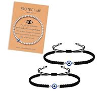 3 PCS Evil Eye Bracelet Men Set, Evil Eye Beads Bracelet with a Card, Adjustable String Bracelets, Evil Eye Charm Protect Me for Women Men Lucky Charm Anklet Friendship Jewelry Gift