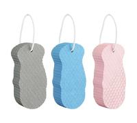 3 Pcs Exfoliating Bath Sponge Set, PVA Soft Fish Scale Texture Dead Skin Remover Sponge for Tender Skin and Adult Use, Gentle Exfoliating Bath Sponge with Lanyard, Blue Gray Pink, Easy Grip