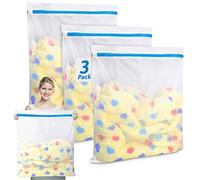 3 Pcs Extra Large Laundry Bag with Zips, XL Mesh Laundry Bags for Washing Machine, Big Net Wash Bag for Travel Travel Storage Organization for Coats, Sweaters, Blankets, Pillows, Plush Toys (24"*24")