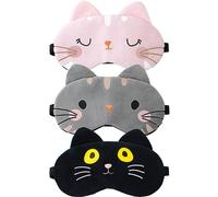 3 Pcs Eye Mask for Sleeping, Kids Sleeping Mask Cat Skin-Friendly Eye Mask for Sleeping Women Men Kids with Adjustable Strap