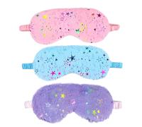 3 PCS Eye Mask, Sleep Eye Mask, Kids Sleep Mask, Fluffy Eye Mask, Kids Eye Masks for Sleeping, Cute Star Fluffy Mask Suitable for Women Girls Children Night Nap Travel Meditation, Pink, Purple, Blue