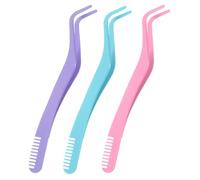 3 Pcs Eyelash Applicator Tool, Lash Applicator Tool Stainless Steel with Comb for Cluster & Strip Lashes, Curved Design for Precise Placement & DIY Application