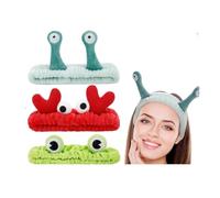 3 PCS Face Wash Headband, Frog Snail Crab Hair Bands, Cartoon Cute Animal Headband for Washing Face, Sea Animal Spa Hairband Kawaii Makeup Accessories for Women Girls Washing Face Shower Sports Beauty