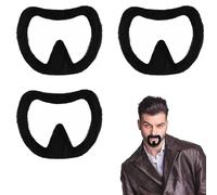 3 Pcs Fake Goatee Beard, Self Adhesive Realistic Fake Moustache, Novelty Realistic Black Beards, Old Man Detective Moustache, for Halloween, Cosplay, Masquerade, Mexican Fiesta, Parties Masquerade