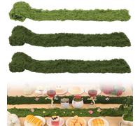 3 PCS Fake Moss Roll, 4’’Wx47’’L Green Table Runner Artificial Moss Sheet
