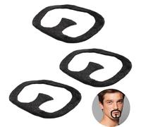 3 Pcs Fake Moustache Fake Goatee Beard Stick on Moustache Fancy Dress Self Adhesive Facial Novelty Moustaches Realistic Gangster False Beard Black for Halloween Cosplay Masquerade Costume Accessory