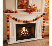 3 Pcs Fall Felt Maple Leaf Garland Banner Decorations Orange Red Yellow Brown 3D Maples Hanging Felt Banners Garland for Fall Harvest Fireplace Mantel Wall Party Decor