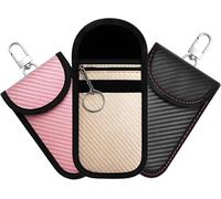 3 Pcs Faraday Pouch for Car Keys, Key Fob Protector Cover, Anti Theft RFID Car Key Fob Signal Blocking Faraday Bag, Carbon Fiber Key Fob Cage Anti-Hacking Case Holder Blocker for Vehicles Security