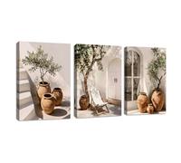 3 Pcs Farmhouse Rustic Still Life Botanical Canvas Wall Art Prints, Vintage Trees in a Vase Canvas Painting White Recliner Ladder Pictures for Bedroom Walls Home Decor for Living Room Office 40X60cmX3