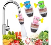 3 Pcs Faucet Water Filters, Activated Carbon Kitchen Tap Filter Removes Fluoride Water Filter Anti-Spill Water-Saving Splash Hard Water Softener Universal Water Sink Faucet Filter Set for Home Kitchen