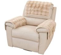 3 Pcs Faux Rabbit Fur Sofa Armrest Cover,1/2/3 Seater Sofa Headrest Slipcovers Nonslip Armchair Cover for Recliner Chair Fluffy Furry Cover Soft Fuzzy Couch Cover for Dogs Washable Furniture Protector